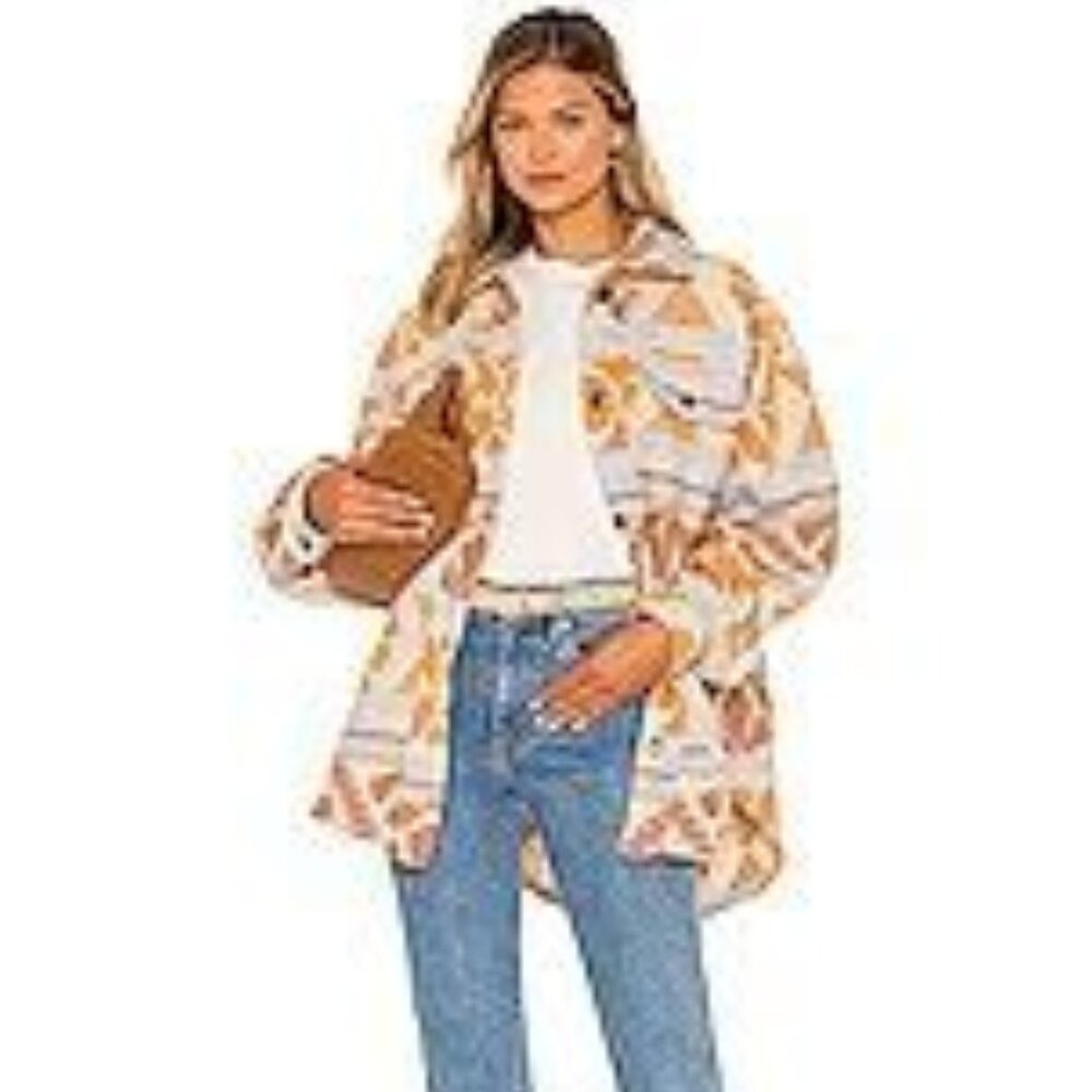 Free People Jacquard Sedona Combo Print Ruby Shacket in SZ L - Picture 7 of 16